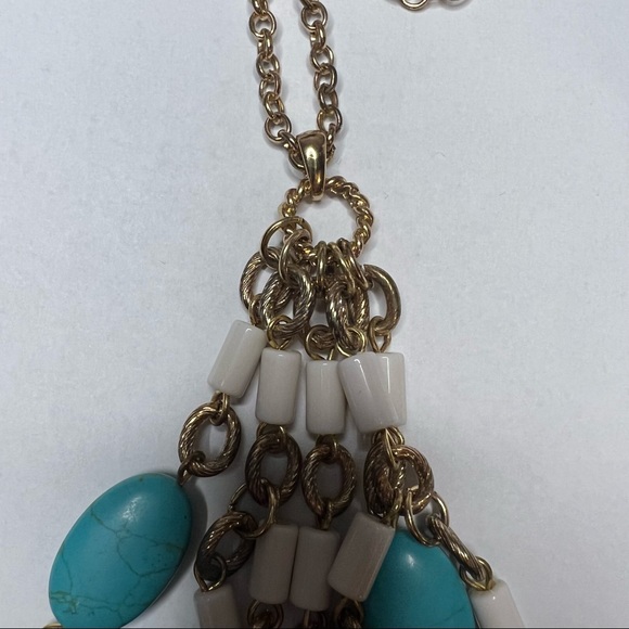 Lilly Pulitzer Faux Turquoise Gold Tone Chain Pendant Necklace - Picture 7 of 8